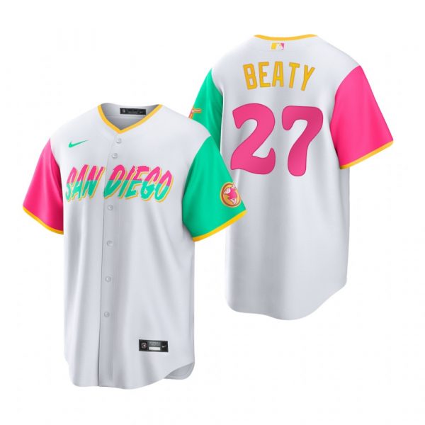 Personalized Men’s Cool Base San Diego Padres Matt Beaty White City Connect Stitched Jersey