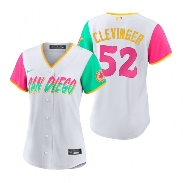 Personalized Women’s San Diego Padres Mike Clevinger White City Connect Stitched Jersey
