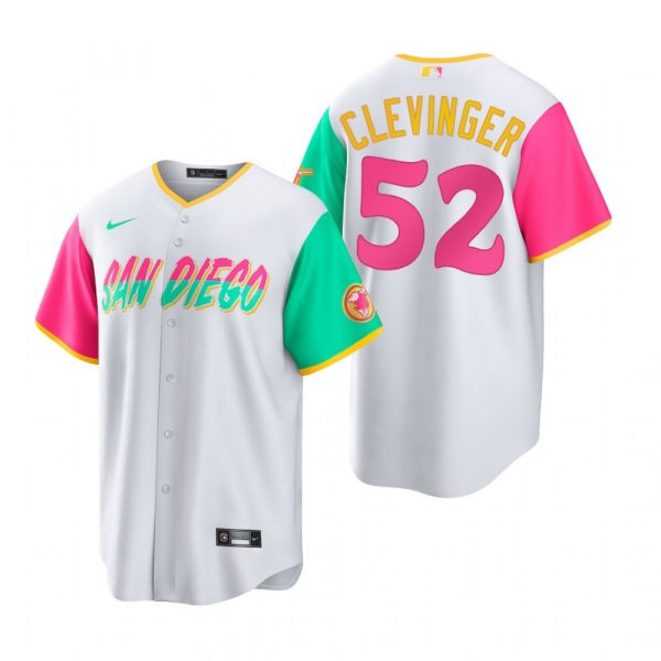Personalized Men’s Cool Base San Diego Padres Mike Clevinger White City Connect Stitched Jersey