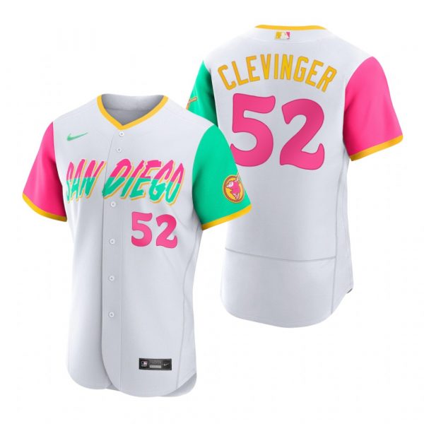 Personalized Men’s Flex Base San Diego Padres Mike Clevinger White City Connect Stitched Jersey