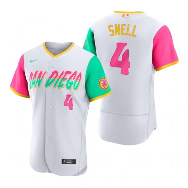 Personalized Men’s Flex Base San Diego Padres Blake Snell White City Connect Stitched Jersey