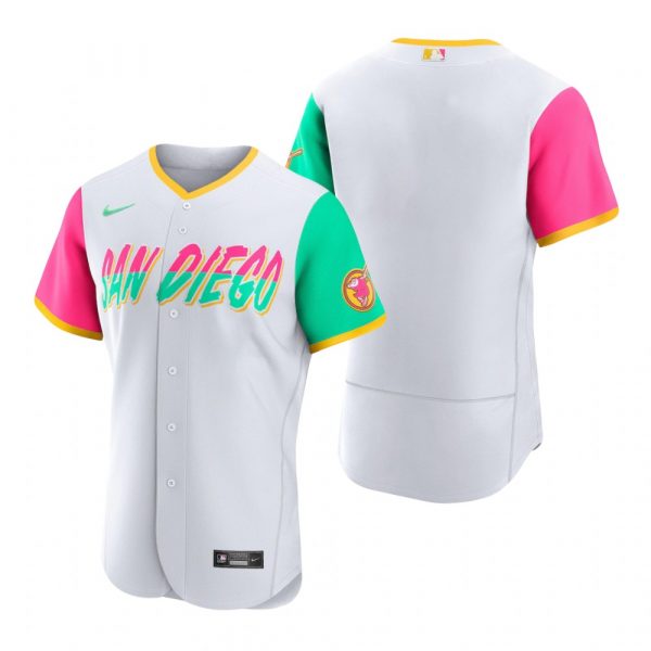 Personalized Men’s Flex Base San Diego Padres White City Connect Stitched Jersey