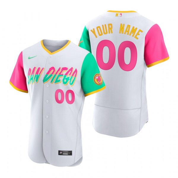 Personalized Men’s Flex Base San Diego Padres White City Connect Stitched Jersey