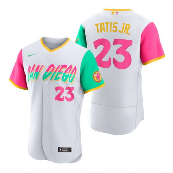Personalized Men’s Flex Base San Diego Padres Fernando Tatis Jr. White City Connect Stitched Jersey