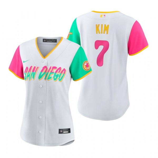 Personalized Women’s San Diego Padres Ha Seong Kim White City Connect Stitched Jersey