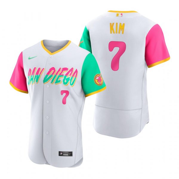 Personalized Men’s Flex Base San Diego Padres Ha Seong Kim White City Connect Stitched Jersey