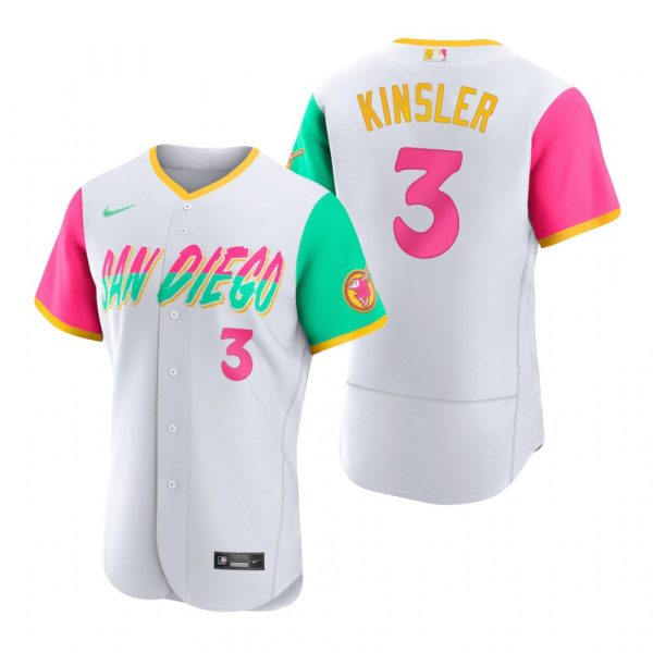 Personalized Men’s Flex Base San Diego Padres Ian Kinsler White City Connect Stitched Jersey