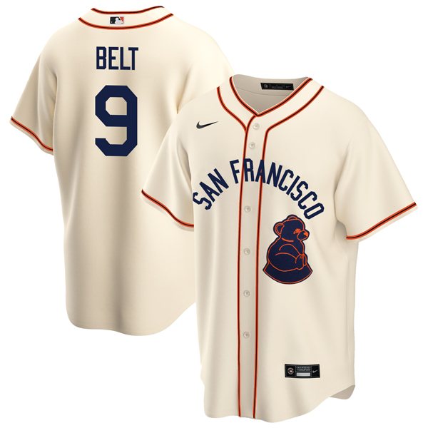 Personalized Men’s Cool Base Brandon Belt San Francisco Giants Sea Lions Throwback 1946 Home Cream Stitched Jersey