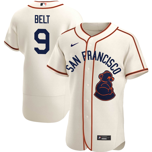 Personalized Men’s Flex Base Brandon Belt San Francisco Giants Sea Lions Throwback 1946 Home Cream Stitched Jersey