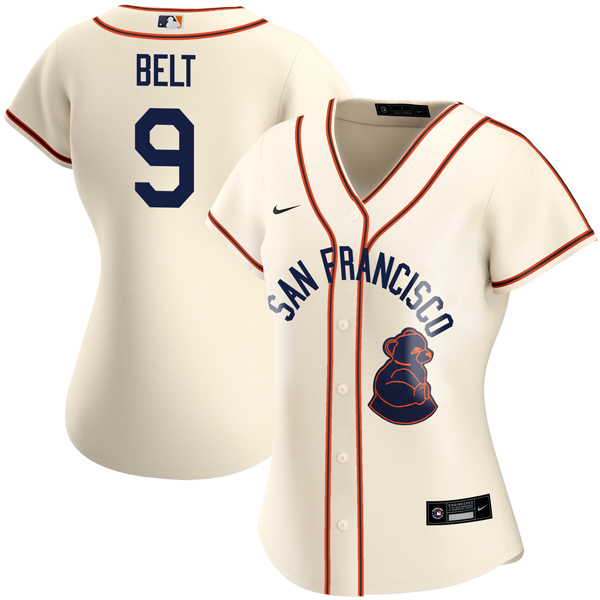 Personalized Women’s Brandon Belt San Francisco Giants Sea Lions Throwback 1946 Home Cream Stitched Jersey