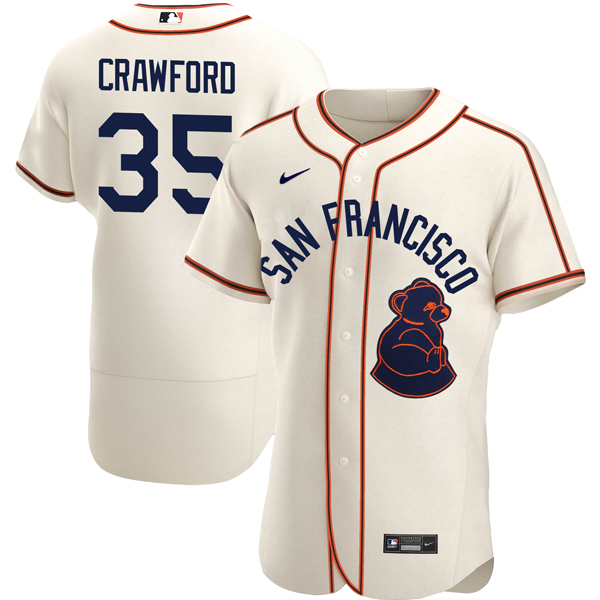 Personalized Men’s Flex Base Brandon Crawford San Francisco Giants Sea Lions Throwback 1946 Home Cream Stitched Jersey