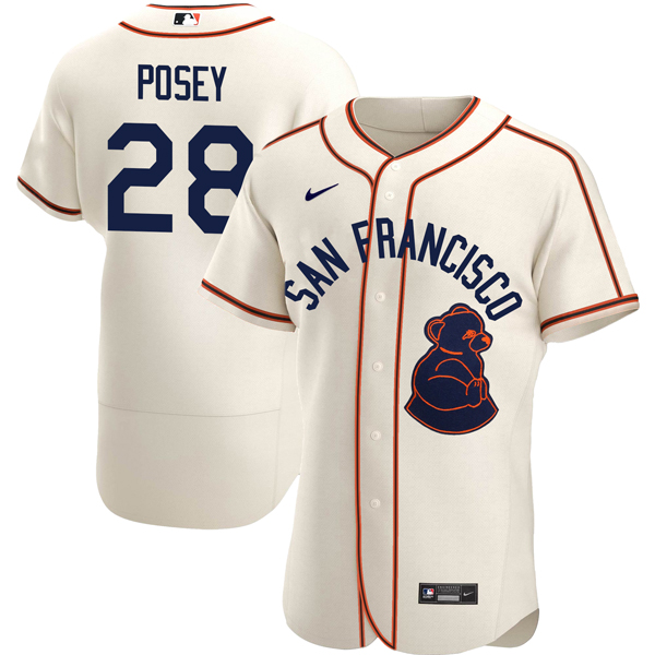 Personalized Men’s Flex Base Buster Posey San Francisco Giants Sea Lions Throwback 1946 Home Cream Stitched Jersey