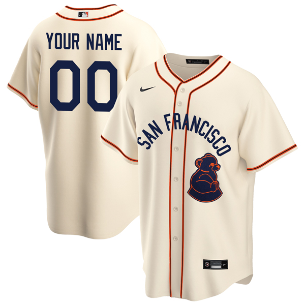 Personalized Men’s Cool Base San Francisco Giants Sea Lions Throwback 1946 Home Cream Stitched Jersey