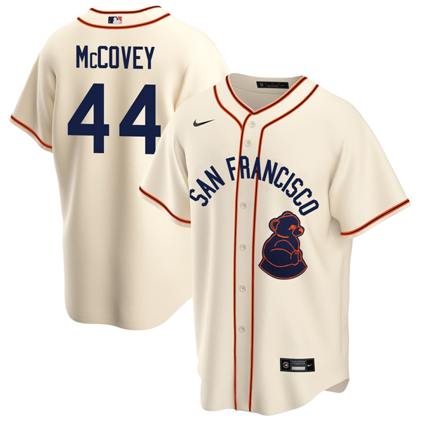Personalized Men’s Cool Base Willie McCovey San Francisco Giants Sea Lions Throwback 1946 Home Cream Stitched Jersey