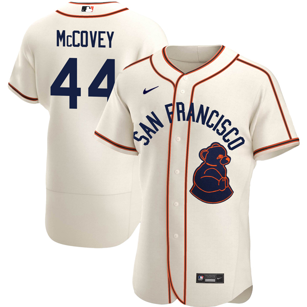Personalized Men’s Flex Base Willie McCovey San Francisco Giants Sea Lions Throwback 1946 Home Cream Stitched Jersey