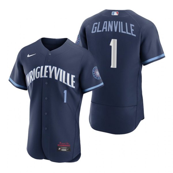 Personalized Men’s – Flex Base Chicago Cubs Doug Glanville City Connect Wrigleyville Jersey Navy Stitched
