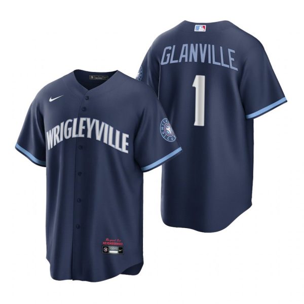 Personalized Men’s – Cool Base Chicago Cubs Doug Glanville City Connect Wrigleyville Jersey Navy Stitched