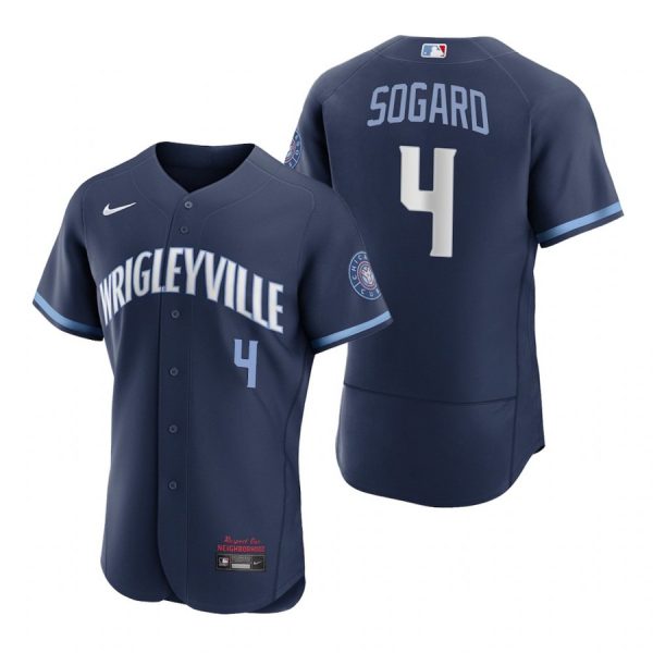 Personalized Men’s – Flex Base Chicago Cubs Eric Sogard City Connect Wrigleyville Jersey Navy Stitched