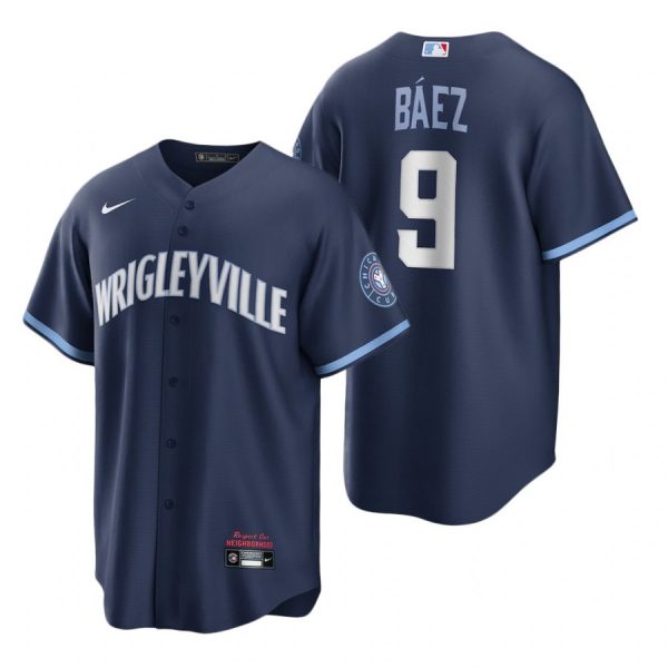 Personalized Men’s – Cool Base Chicago Cubs Javier Baez City Connect Wrigleyville Jersey Navy Stitched