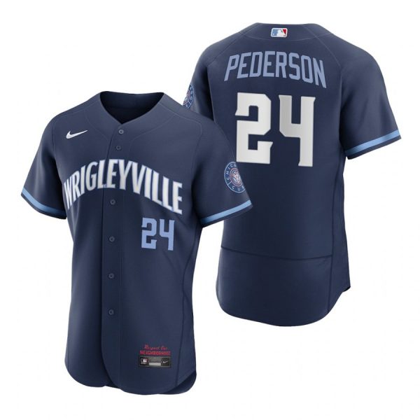 Personalized Men’s – Flex Base Chicago Cubs Joc Pederson City Connect Wrigleyville Jersey Navy Stitched