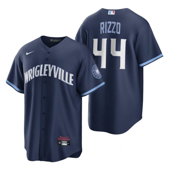 Personalized Men’s – Cool Base Chicago Cubs Anthony Rizzo City Connect Wrigleyville Jersey Navy Stitched
