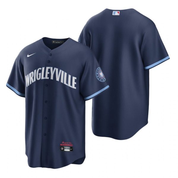 Personalized Men’s – Cool Base Chicago Cubs Blank City Connect Wrigleyville Jersey Navy Stitched