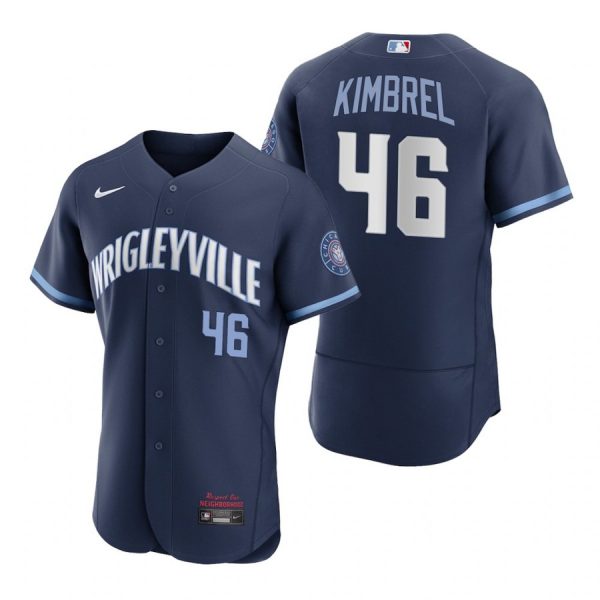 Personalized Men’s – Flex Base Chicago Cubs Craig Kimbrel City Connect Wrigleyville Jersey Navy Stitched