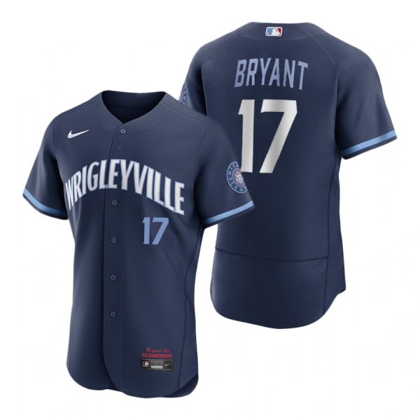 Personalized Men’s – Flex Base Chicago Cubs Kris Bryant City Connect Wrigleyville Jersey Navy Stitched