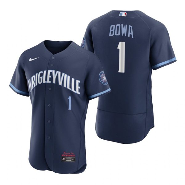 Personalized Men’s – Flex Base Chicago Cubs Larry Bowa City Connect Wrigleyville Jersey Navy Stitched