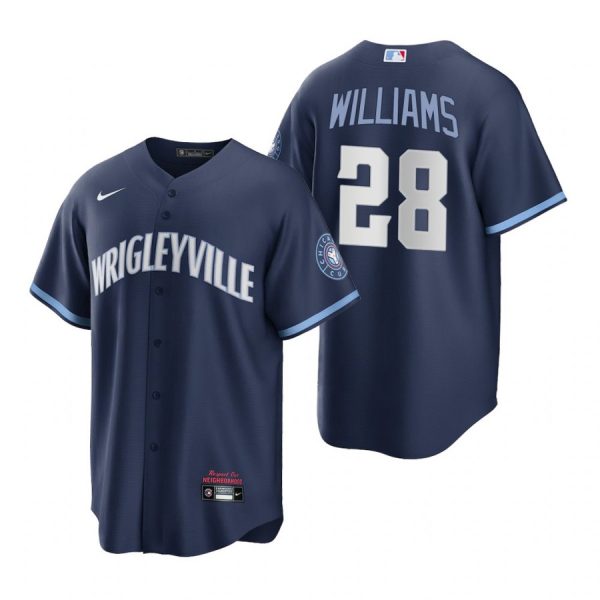 Personalized Men’s – Cool Base Chicago Cubs Mitch Williams City Connect Wrigleyville Jersey Navy Stitched