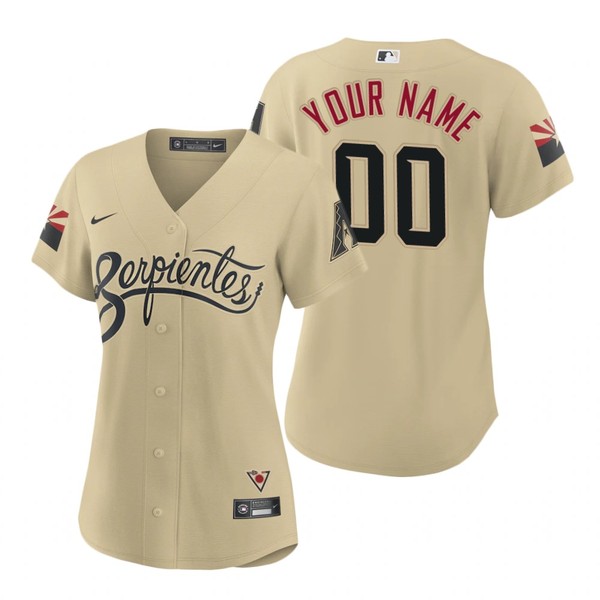 Personalized Women Arizona Diamondbacks Serpientes City Connect Jersey Gold – Stitched