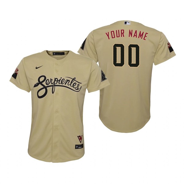 Personalized Youth Arizona Diamondbacks Serpientes City Connect Jersey Gold – Stitched