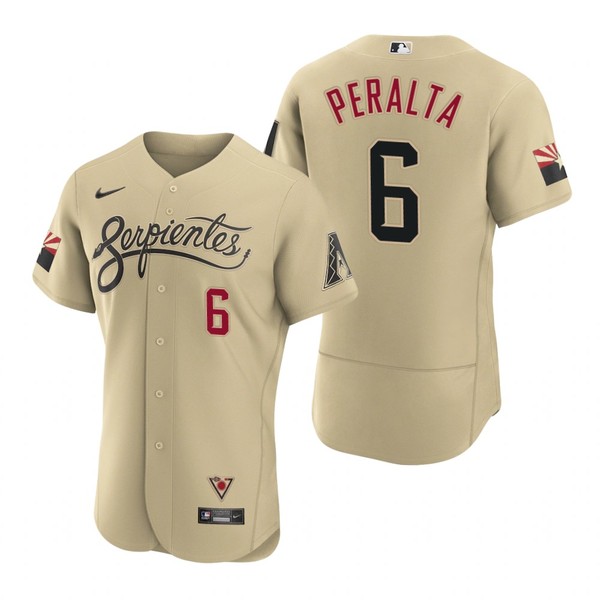 Personalized Men’s Arizona Diamondbacks #6 David Peralta Serpientes City Connect Jersey Gold – Stitched