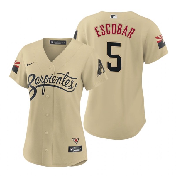 Personalized Women Arizona Diamondbacks #5 Eduardo Escobar Serpientes City Connect Jersey Gold – Stitched