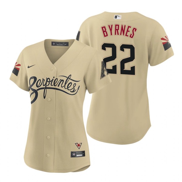 Personalized Women Arizona Diamondbacks #22 Eric Byrnes Serpientes City Connect Jersey Gold – Stitched