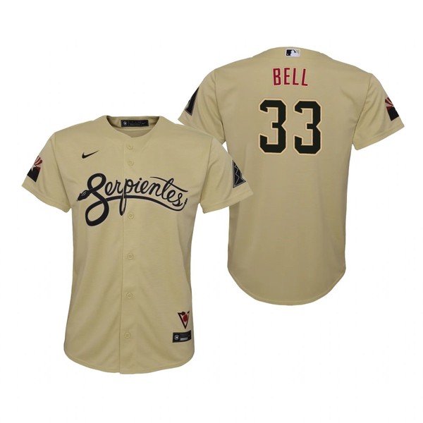 Personalized Youth Arizona Diamondbacks #33 Jay Bell Serpientes City Connect Jersey Gold – Stitched