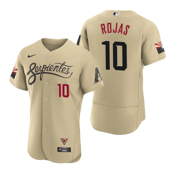 Personalized Men’s Arizona Diamondbacks #10 Josh Rojas Serpientes City Connect Jersey Gold – Stitched