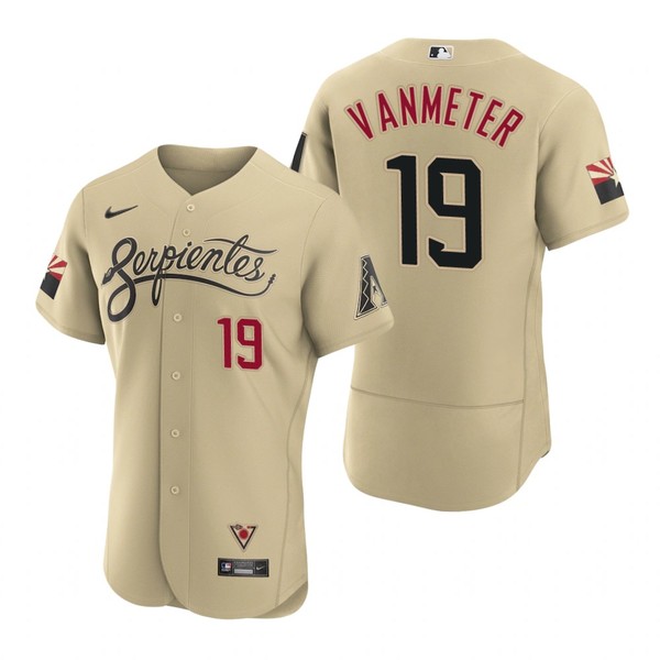 Personalized Men’s Arizona Diamondbacks #19 Josh Vanmeter Serpientes City Connect Jersey Gold – Stitched