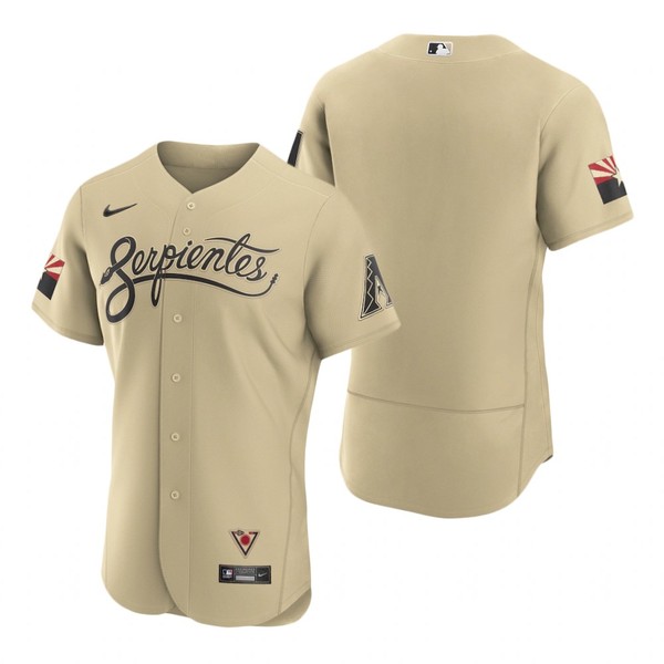 Personalized Men’s Arizona Diamondbacks Serpientes City Connect Jersey Gold – Stitched