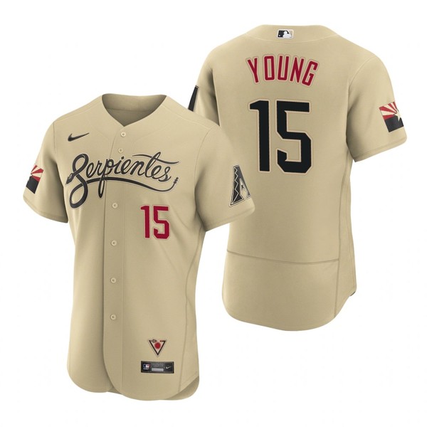 Personalized Men’s Arizona Diamondbacks #15 Andrew Young Serpientes City Connect Jersey Gold – Stitched