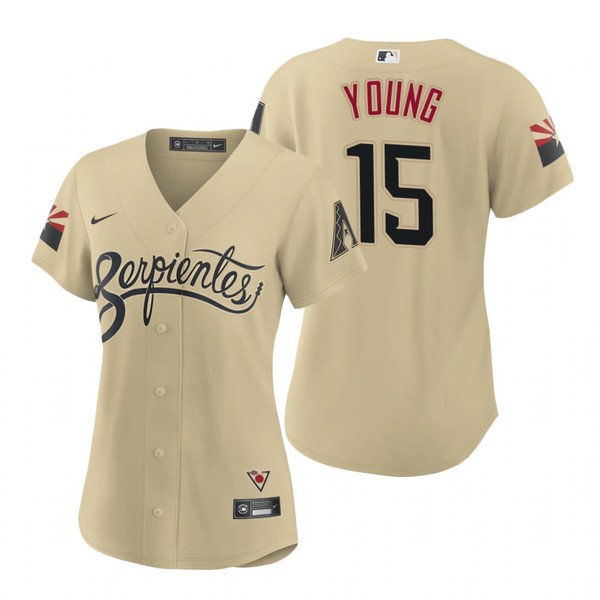 Personalized Women Arizona Diamondbacks #15 Andrew Young Serpientes City Connect Jersey Gold – Stitched