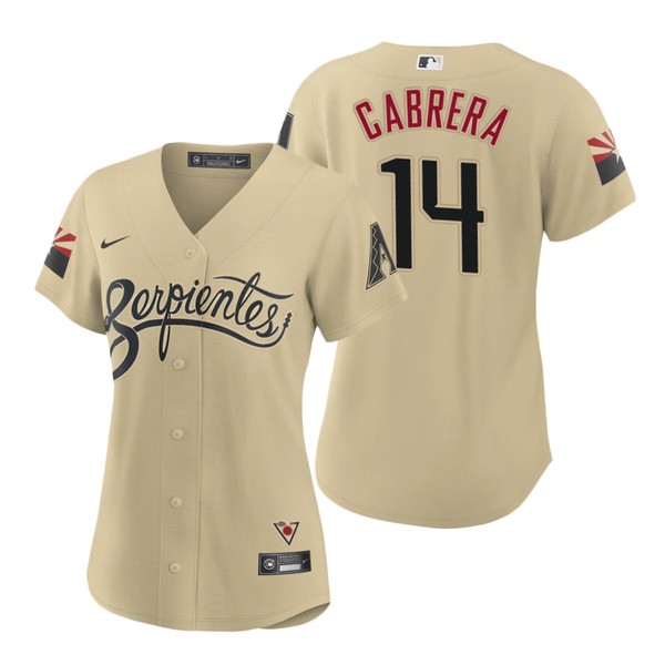 Personalized Women Arizona Diamondbacks #14 Asdrubal Cabrera Serpientes City Connect Jersey Gold – Stitched
