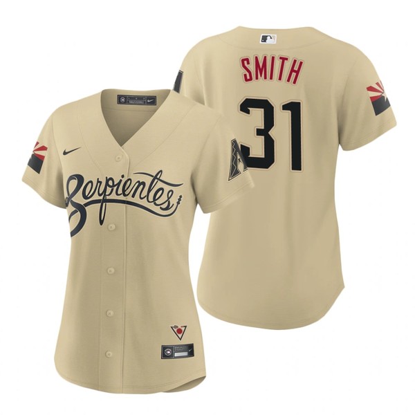Personalized Women Arizona Diamondbacks #31 Caleb Smith Serpientes City Connect Jersey Gold – Stitched