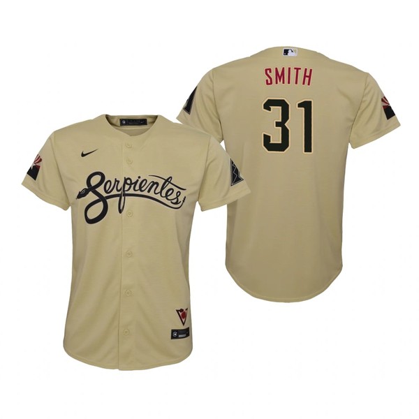 Personalized Youth Arizona Diamondbacks #31 Caleb Smith Serpientes City Connect Jersey Gold – Stitched