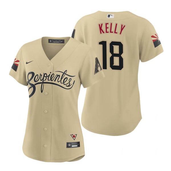 Personalized Women Arizona Diamondbacks #18 Carson Kelly Serpientes City Connect Jersey Gold – Stitched