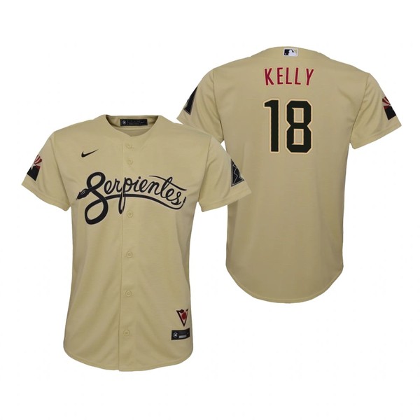 Personalized Youth Arizona Diamondbacks #18 Carson Kelly Serpientes City Connect Jersey Gold – Stitched