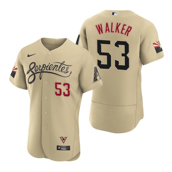 Personalized Men’s Arizona Diamondbacks #53 Christian Walker Serpientes City Connect Jersey Gold – Stitched