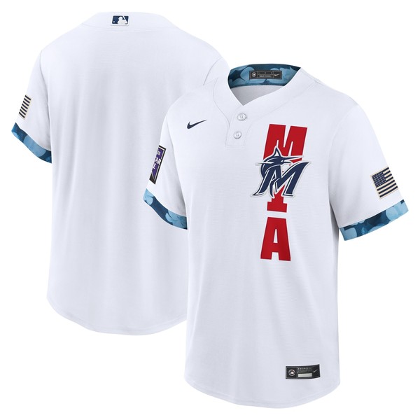 Personalized Men’s – Cool Base Miami Marlins 2021 MLB All-Star White Jersey Worn In-Game – Stitched
