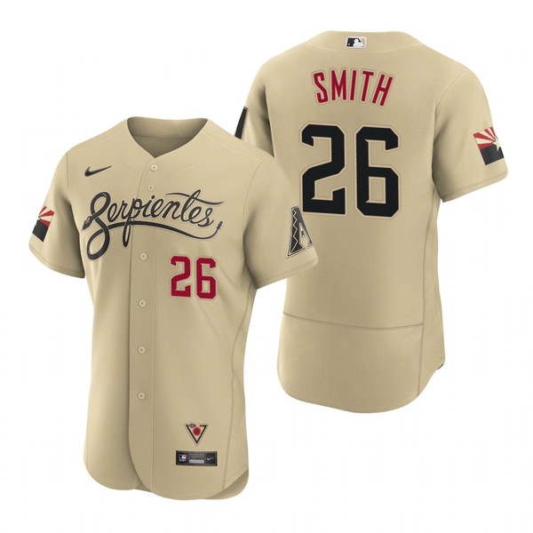 Personalized Men’s Arizona Diamondbacks #26 Pavin Smith Serpientes City Connect Jersey Gold – Stitched