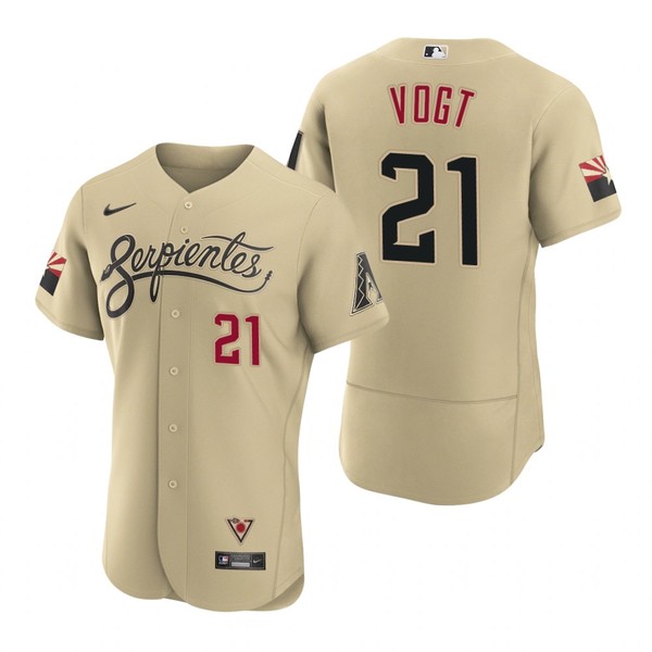 Personalized Men’s Arizona Diamondbacks #21 Stephen Vogt Serpientes City Connect Jersey Gold – Stitched